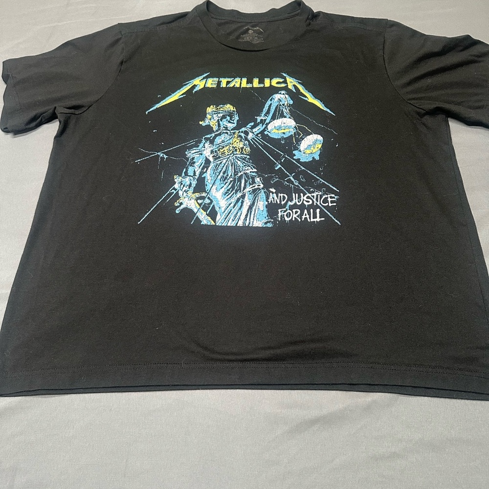 Metallica Men’s Short Sleeve Graphic Tee - Black with Blue & Yellow Print - Picture 2 of 9